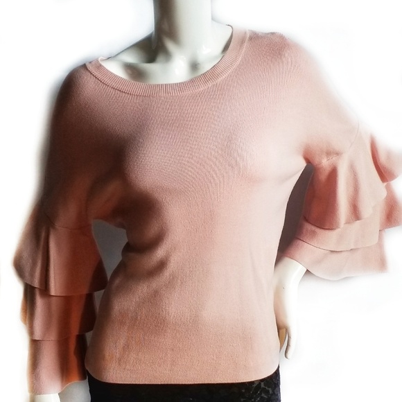 Catherine Malandrino Sweaters - Blush fine knit sweater w/bell sleeves M- NWT